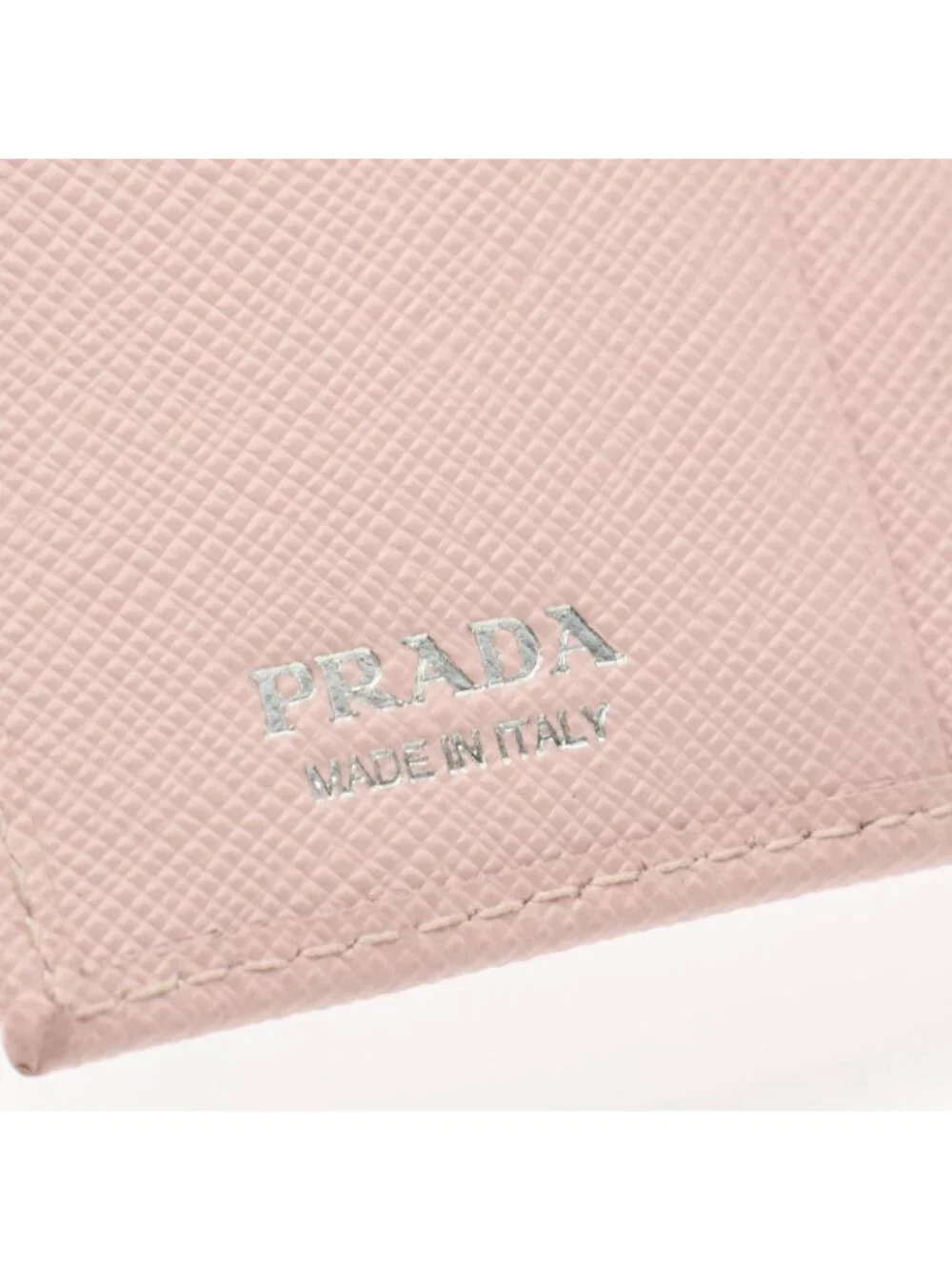 Prada Bifold Wallet Saffiano Triang Pink Leather Triangle Logo